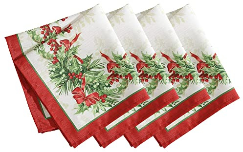 Elrene Home Fashions Holly Traditions Fabric Tablecloth