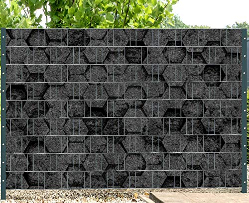 PerfectHD Zaunsichtschutz - Sichtschutz mit Motiv - Florenz Honeycomb - Sichtschutzstreifen für Doppelstabmattenzaun - 9 Streifen - 19 cm breit - 24 Varianten
