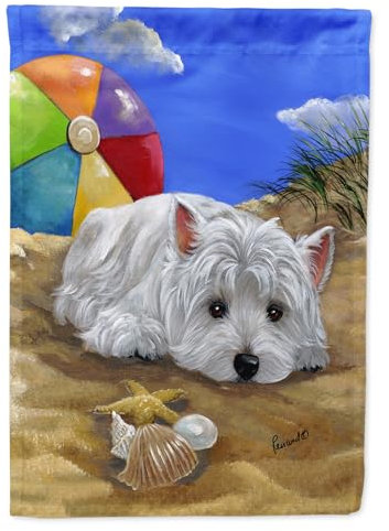 Caroline's Treasures PPP3202CHF Westie Beach Baby Flagge, Segeltuch, Größe L, Mehrfarbig