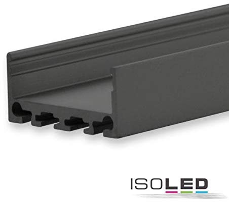 ISOLED LED-Aufbauprofil SURF24 FLAT Schwarz, 200cm, Für max. 24mm LED-Steifen