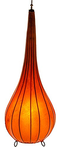 Roana Lampe sur pied orientale en cuir 75 cm Lampe au henné | Grande lampe sur pied en métal, abat-jour en cuir | Décoration orientale du Maroc, couleur orange