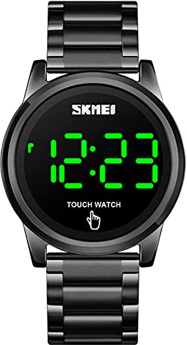 findtime Digital Uhr Herren mit Edelstahl Armband Business LED Datum Herrenuhr Gold Silber Lederarmband Elektronische Uhr Hintergrundbeleuchtung Rosegold Schwarz
