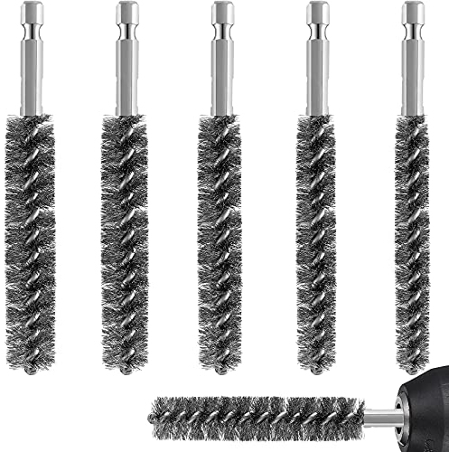 Wire Brush for Power Drill Stainless Steel Bristles Wire Brush Cleaning Wire Brush Stainless Steel Brush with Hex Shank Handle (6 Pieces,0.8 cm, 1 cm, 1.2 cm, 1.5 cm, 1.7 cm, 1.9 cm)