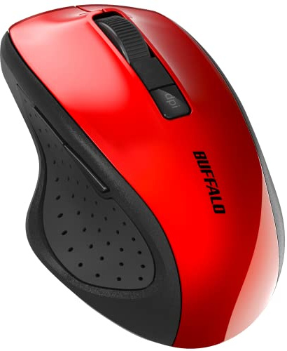 Buffalo BSMBB305RD Blue LED Mouse Bluetooth 5.0 5 Buttons Red Back/Front Button Energy Saving