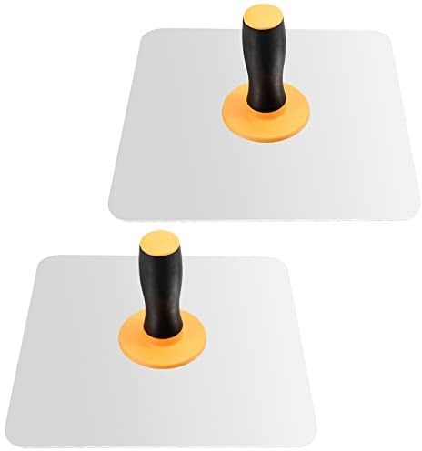 PINGEUI 2 PCS 12 x 12 Inches Drywall Hawk, Solid Aluminium Plastering Hawk, Masonry Hawk with Comfortable Grip Handle and Round Edges for Cement, Mortar, Drywall