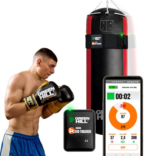GREEN HILL Boxing Revo Tracker sensore per sacco da boxe conta colpi pugilato misuratore Pugni Frequenza Forza