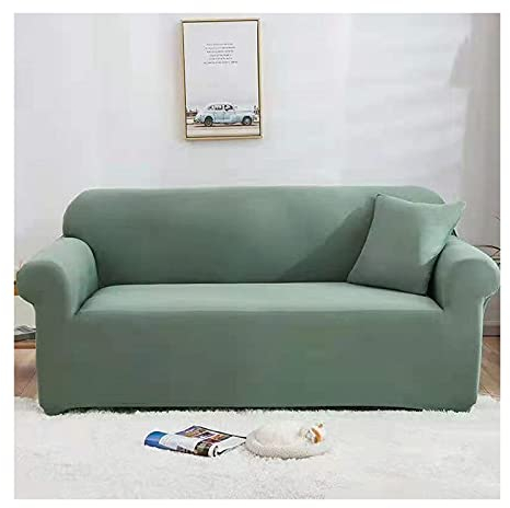 AMDXD Sofa Überwürfe 2 Sitzer, Einfarbig Stretch Anti-Rutsche Sofa Hussen Möbelschutz mit Elastischem für Wohnzimmer, in Polyester, Anti-Rutsch, Elastischer Hell Grün