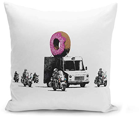 Fabulous Kissen Kissenbezug 40x40 cm Banksy Donuts Polizeieskorte Kapitalismus