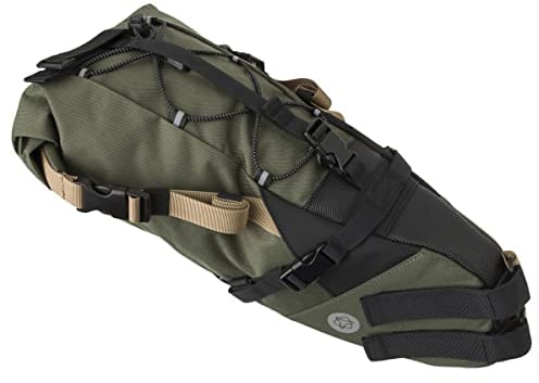 AGU Seat-Pack Satteltasche Fahrrad, 10L Fahrradtasche Sattel für Bikepacking, Wasserabweisend, Reflektierend, Einfache Montage, 100% Recyceltes Polyester - Army Green
