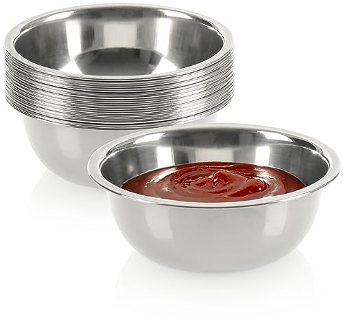 com-four® 16x Cuenco de Salsa - Salseros Pequeños - Bol Pequeño para Salsas, Tapas y Bocadillos - Tazón para Refrigerios - Cuencos de Acero Inoxidable (16 piezas)