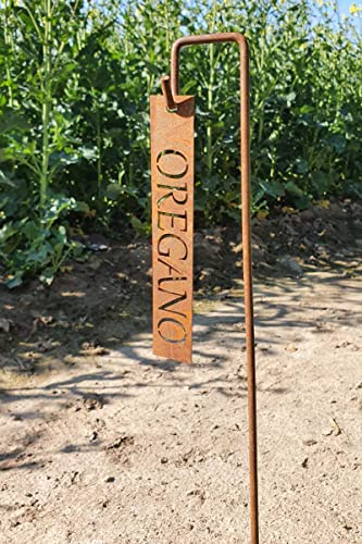 KUHEIGA Steckschilder Kräuter Kräuterstecker Metall, Höhe: 50cm, Kräuterschilder Rost