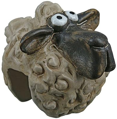 Rostalgie Keramik Zaunfigur bauchiges Schaf braun/weiß zur Auswahl - Höhe 8 cm (Braun)