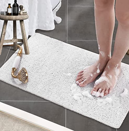 Bingobang Bath Mats Non Slip,Shower Mat Rubber 60x40cm,Extra Soft Anti-Mould, Machine-Washable,For Bathroom Floor,Bathtub(White)