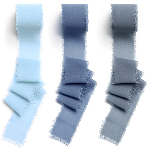 CHUQING 3 Rollen 3,8cm x 6m Geschenkband Handgefertigte Chiffon Bänder Schleifenband Hochzeit Dekoband für Geschenken Verpacken,Blumensträuße,Hochzeitseinladungen