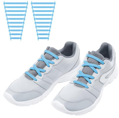 RJ-Sport (20 lacci elastici in silicone per bambini e adulti – perfetto ricambio per lacci senza loop (azzurro)