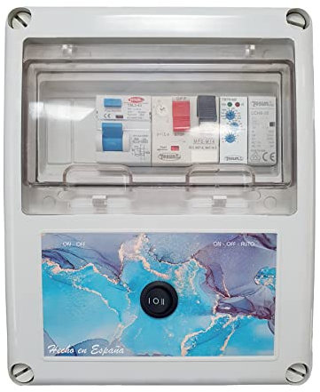 SWIMHOME Cuadro Eléctrico para Piscina | Piezoeléctrico para 1 Bomba | Guardamotor y Transformador 24V DC | Bomba de Agua 0,5CV 2,5-4A