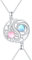 2 Stücke BFF Halsketten Mond Sonne 925 Sterling Silber Schwestern Halskette Runden mit Mondstein Sonne und Mond Freundschaftskette BFF Schmuck für 2 Mädchen