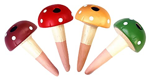 RoseFlower Set 4 Coni per l'Irrigazione, Design Simpatico conFungo, Auto di irrigazione Sistema di innaffiatura del Giardino Spikes, Coni di Argilla per Interni innaffiare Fiori e Bonsai#B