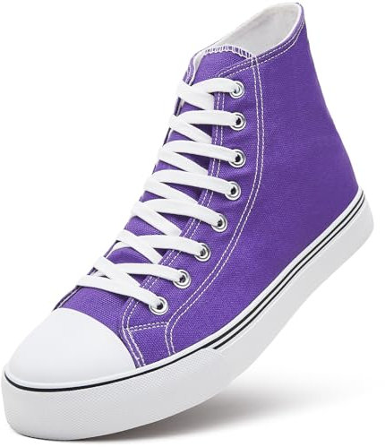 ZGR Herren High Top Canvas Sneakers Schnürschuhe Klassisch Casual Walking Schuhe, Violett, 46 EU