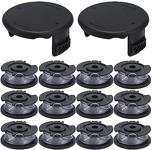 Eyoloty Fadenspule F016800569/F016800385 Für Bosch Akku Rasentrimmer ART23SL ART23-28 ART2300 ART26, Länge 4 m Ø 1,6 mm und Trimmerkappen F016F04557 (12Spulen + 2 Kappe)