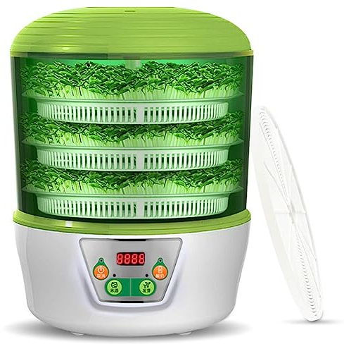 QUTBAG Sojasprossenmaschine, Samenkeimgerät, automatische Keimmaschine, Sojasprossen-Anbaumaschine, Keimsetzlingsmaschinen mit großer Kapazität, für Sojasprossen, Joghurt, Reiswein 3Layer