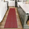 HomebyHome Kurzflor Teppich Läufer Flur 60 x 110 cm Rot - Waschbarer Teppich für Schlafzimmer, Wohnzimmer und Ideal als Küchenteppich - Flauschiger Teppich Extra Weich, Einfarbig, rutschfest, Klein
