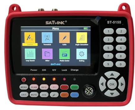 ST-5155 Satellite & Terrestrial Cable Signal Meter DVB-S/S2/T/T2/C Combo Meter Support HD 1080P MPEG-2/4 H.264/H.265 (10 Bit), QPSK, 8PSK, 16APSK, 32APSK