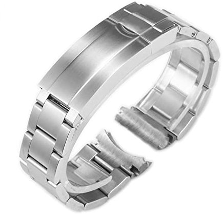 TEMKIN Uhrenarmband Austernpilz Edelstahl 21 Millimeter Silber 20mm NO logo für Rolex Submariner Daytona GMT Herrenuhr Armband Metallband 18 cm Neu ohne Etikett