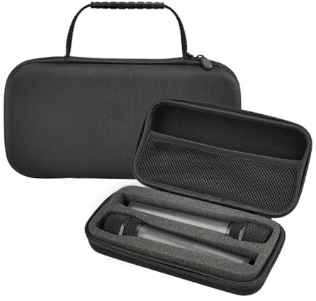 Hesupy Mikrofon Aufbewahrungstasche EVA Schutzhülle, Wireless Mikrofon Aufbewahrungsbox, Dual Mic Tasche Hard Carrying Case für Outdoor Travel Use