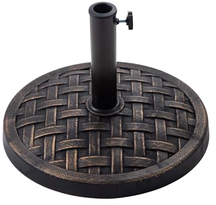 C-Hopetree 14 kg Heavy Duty Round Base Stand for Outdoor Patio Market Table Garden Parasol Umbrella, Bronze
