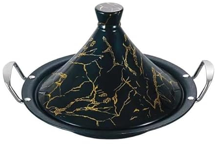 Royal Swiss Tajine de Cuisson 38cm Noir & Or convient pour Induction, Couvercle en Porcelaine (Noir)
