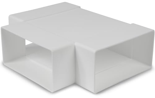 110 x 55mm / 11 x 5.5cm Rectangular Duct T Piece for Flat Duct Connection - Ventilation System, Heating, Cooling - 3 Way Channel Adapter