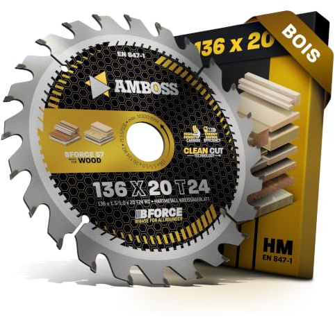 HM Kreissägeblatt 136x20 Z24 Wechselzahn für Akku Holz - Allround. AMBOSS WERKZEUGE® Sägeblatt 136mm komp. zu Festool TS75EBQ Makita 5008 MG uvm.