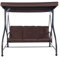 SFAREST 3 Seater Swing Chair, Hammock Bench Garden Swing Seat with Adjustable Canopy and Cushions, Outdoor Hanging Rocking Chair for Balcony Backyard Poolside (Brown)