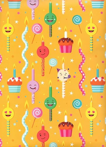 ARKRAFT Geschenkpapier Set 3 Bögen XXL 90 x 65 cm Verpackung plastikfrei FSC Papier festliche Zeichnung Geburtstag (18-9314)