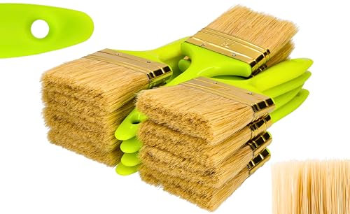 ToolSpace Lot de 12 pinceaux Plats - 76 mm - Pinceau Plat pour Peindre - Manche Ergonomique en Plastique - Poils naturels avec mélange de Poils synthétiques Poils denses pour Tous Types de Peinture.