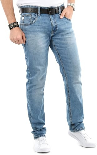 Indicode Herren Jeans (30W-38W) Regular Fit Stretch, Straight Cut Hosen - 98% Baumwolle, Tragegefühl Bequem, Männer Jeanshosen - B796 Hellblau W30/L32