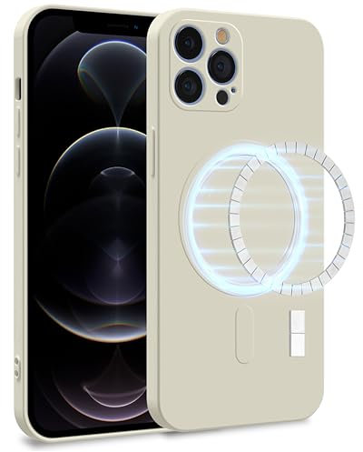 MyGadget Case [ compatible with MagSafe ] compatible with Apple iPhone 12 Pro - Cover Dual Layer with Camera Protection | Inner Lining - Soft Touch Rubber & Anti-Scratch Shell Off White