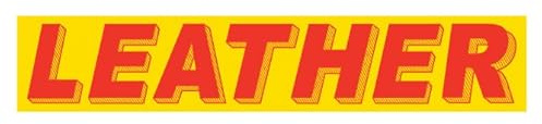 Car Window Stickers “Leather” – Red Yellow Vinyl Auto Dealer Window Decals 14.5×2.75 – Weatherproof Car Lot Stickers for Windshields, Vehicle Display, Retail Signage, Events – Pack of 12