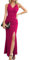 Laughido Robe de Cocktail, Longue, Porte Feuille, Moulante, élégante, pour Femmes, fête, été Festive, soirée de Mariage, Rose Chaud, XS