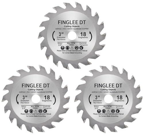Lame de scie circulaire TCT 76mm x 10mm avec 18 dents, idéale pour le bois, le plastique, le métal, coupe rapide, compatible avec toutes les scies circulaires portatives 76mm (3Pcs)