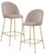 FineBuy 2er Set Barhocker Samt Hocker mit Lehne & goldenen Beinen, Küchenhocker Skandinavisch Stoff/Metall 110 kg, Design Barstuhl Tresenhocker, Bistrohocker Gepolstert