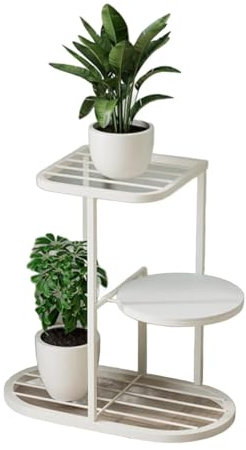 kiss me Plant Stand Indoor, Metal Outdoor Tiered Plant Shelf for Multiple Plants, Plant Shelf Corner Flower Stand for Patio Garden Balcony Living Room Bedroom (3 tier - cream white)