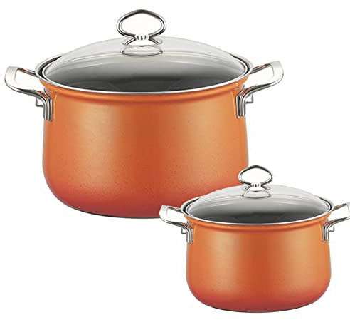 Aioneer Olla de Porcelana esmaltada: ollas domésticas con Tapas de Vidrio,Olla Multiusos con Revestimiento Antiadherente,Olla para estofado de Gran Capacidad,Compatible con Todas Las Estufas