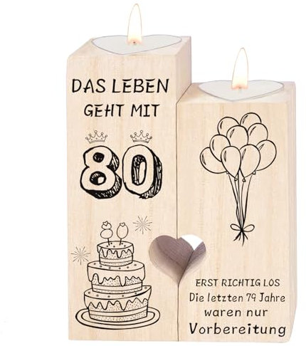 80 Geburtstag deko,Handgefertigte Kerzenständer aus Holz,80 Geburtstag Frau&Mann, Geschenke zum 80 Geburtstag(80 Geburtstag)