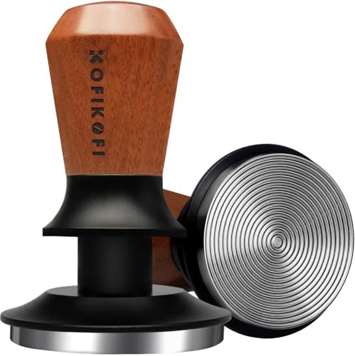KOFIKOFI 58mm Espresso Coffee Tamper with Two 30lbs Spring Loaded, Barista Tools with Stainless Steel Ripple Base and Walnut Handle Fits for All 58mm Espresso Machines