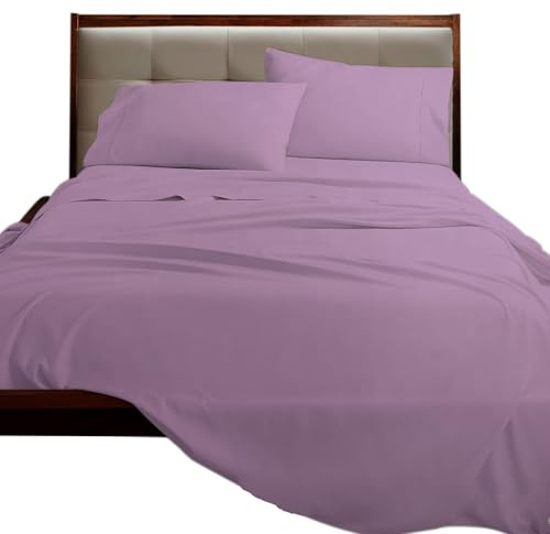 various Juego de Sábanas Cama 90 Microfibra Cepillada Prelavada, 3 Piezas con Sábana Bajera Ajustable 30 cm, Sábanas Suaves y Cálidas para Invierno,Una Funda Almohada 50x75 cm,Lila