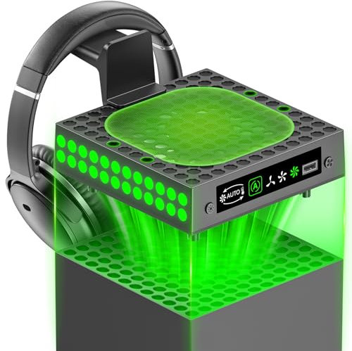 Support de Refroidissement Xbox Series X avec Ventilateur Automatique, Ventilateur Xbox Series X avec Lumières LED & 5 Systèmes de Refroidissement Réglables