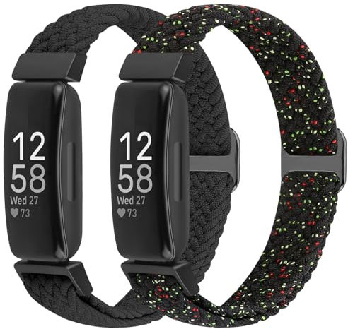 XANS Nylon Geflochtene Armband Kompatibel mit Fitbit Inspire 3/Inspire 2/Inspire/Inspire HR/Fitbit Ace 3/Ace 2, Elastisches Verstellbares Ersatzarmband Dehnbare Weiche Sport Armband für Damen Herren