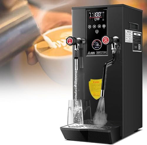 12L Commercial Milk Frother Steamer Automatic Boiling Water Machine Electric Coffee Foam Making Machine for Coffee Milk Bubble Tea,Black-110V